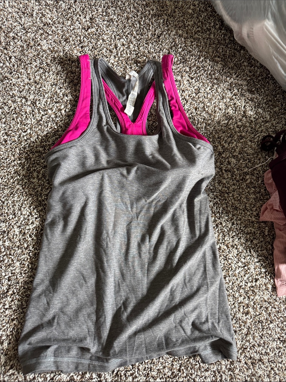 lululemon athletica Gray Tank with Pink Racerback Trim